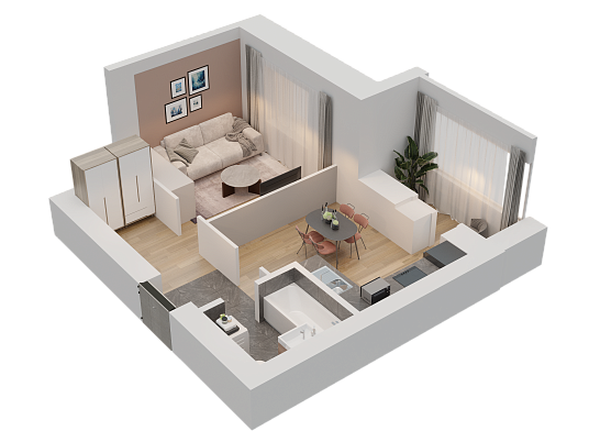 1-комнатная,38.34 м² в ЖК Радужный-2