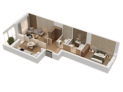 2-комнатная, 55.7м²