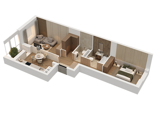 2-комнатная,55.7 м² в ЖК Статный