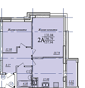 2-комнатная, 57.94м²