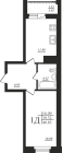1-комнатная, 40.83м²