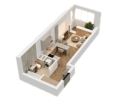 1-комнатная, 28.8м²