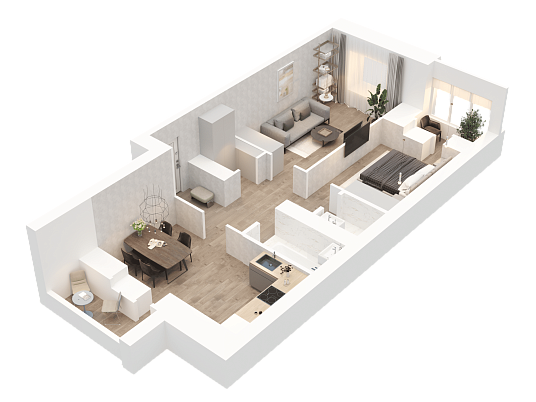 2-комнатная,59.04 м² в ЖК Радужный-2