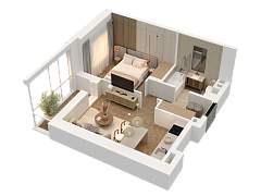 1-комнатная, 39.45м²