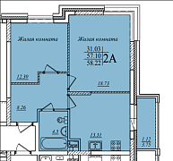 2-комнатная, 58.22м²