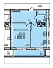 1-комнатная, 42.43м²