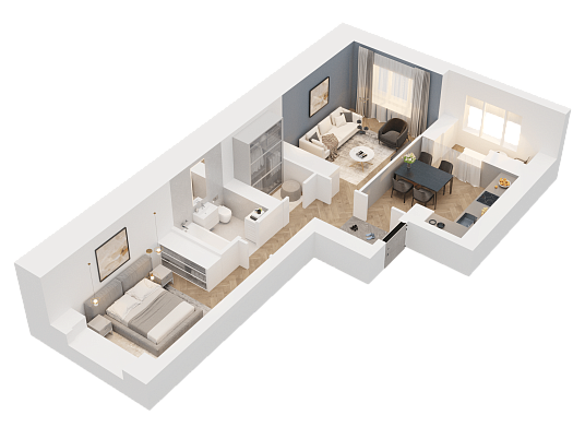 2-комнатная,55.92 м² в ЖК Династия