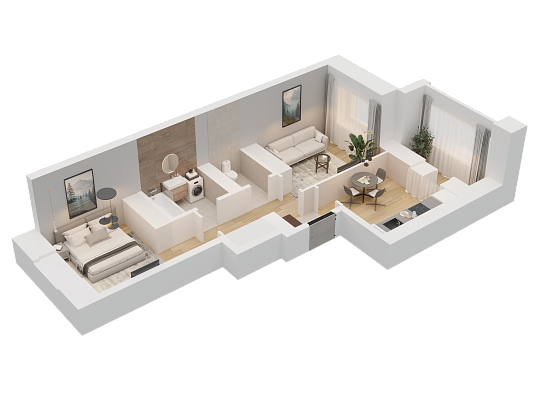 2-комнатная,51.24 м² в ЖК Радужный-2