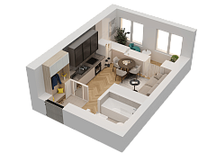 1-комнатная, 22.65м²