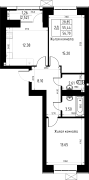 2-комнатная, 56.7м²