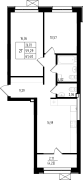 2-комнатная, 61.4м²