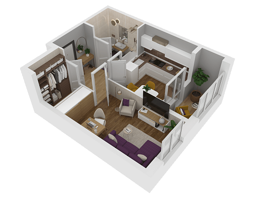 1-комнатная,33.46 м² в ЖК Династия