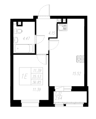 1-комнатная,36.85 м² в ЖК Статный