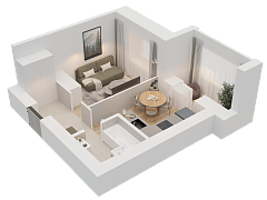1-комнатная, 30.08м²