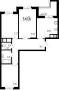 3-комнатная, 77.77м²