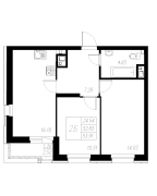 2-комнатная, 53.91м²