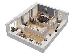 2-комнатная, 51.3м²