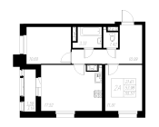 2-комнатная, 55.57м²