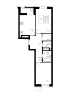 2-комнатная, 55.7м²