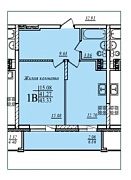 1-комнатная, 43.33м²