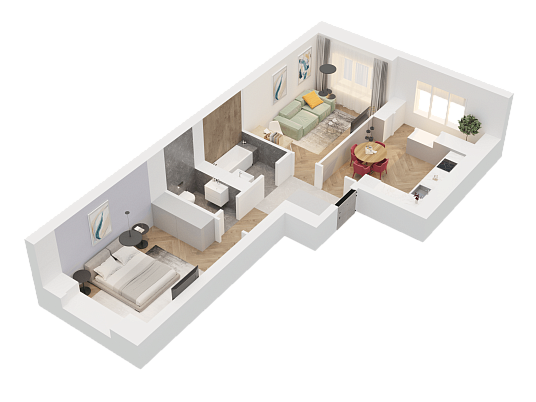 2-комнатная,56.82 м² в ЖК Династия