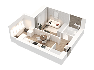 1-комнатная, 34.97м²