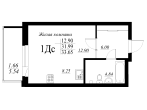 1-комнатная, 33.65 м²
