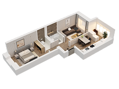 2-комнатная, 51.44м²