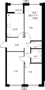 3-комнатная, 78.68м²