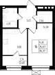 1-комнатная, 36.37 м²