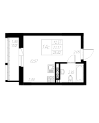 1-комнатная, 25.52м²