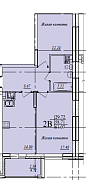 2-комнатная, 61.07м²