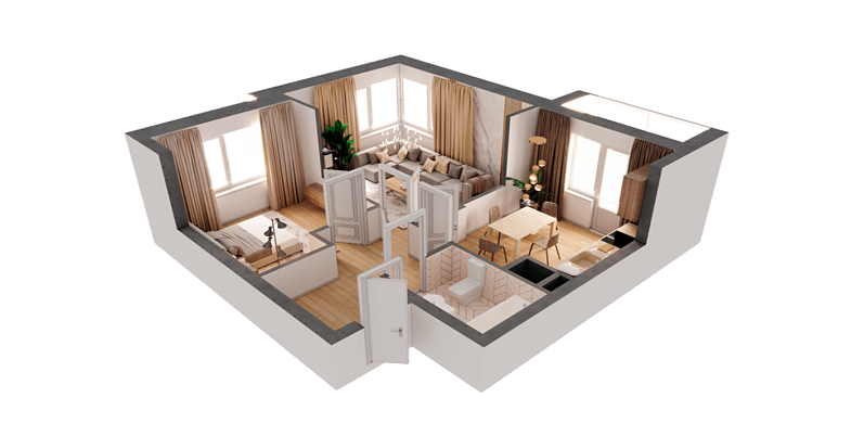 2-комнатная,57.8 м² в ЖК Мечта