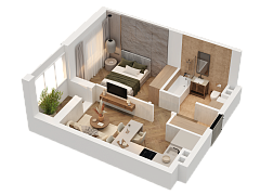 1-комнатная, 35.39м²