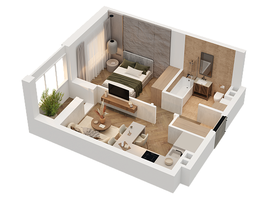 1-комнатная,35.68 м² в ЖК Статный