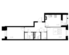 2-комнатная, 55.51м²