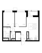 2-комнатная, 52.68м²