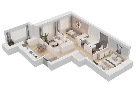 3-комнатная,72.93 м² в ЖК Радужный-2