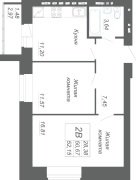2-комнатная, 52.15м²