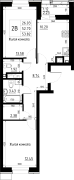 2-комнатная, 53.82м²