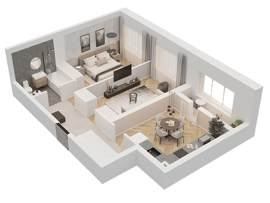 2-комнатная,57.81 м² в ЖК Династия