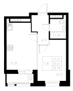 1-комнатная, 36.74м²