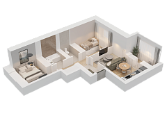 2-комнатная, 53.7м²