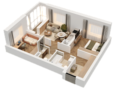 2-комнатная, 53.17м²