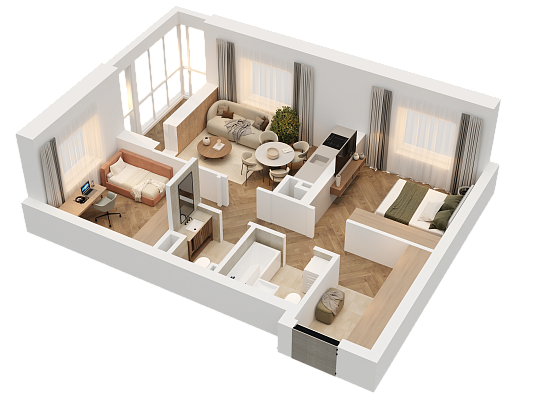 2-комнатная,53.17 м² в ЖК Статный