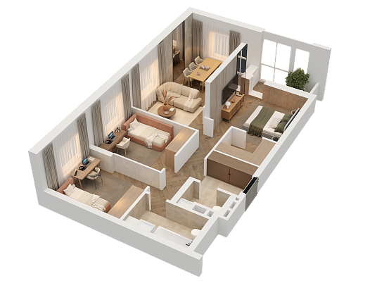 3-комнатная,73.51 м² в ЖК Статный