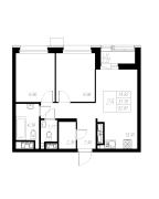 2-комнатная, 52.81м²