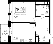 1-комнатная, 41.85м²