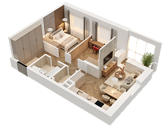 2-комнатная, 52.47м²