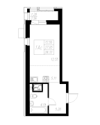 1-комнатная, 28.33м²